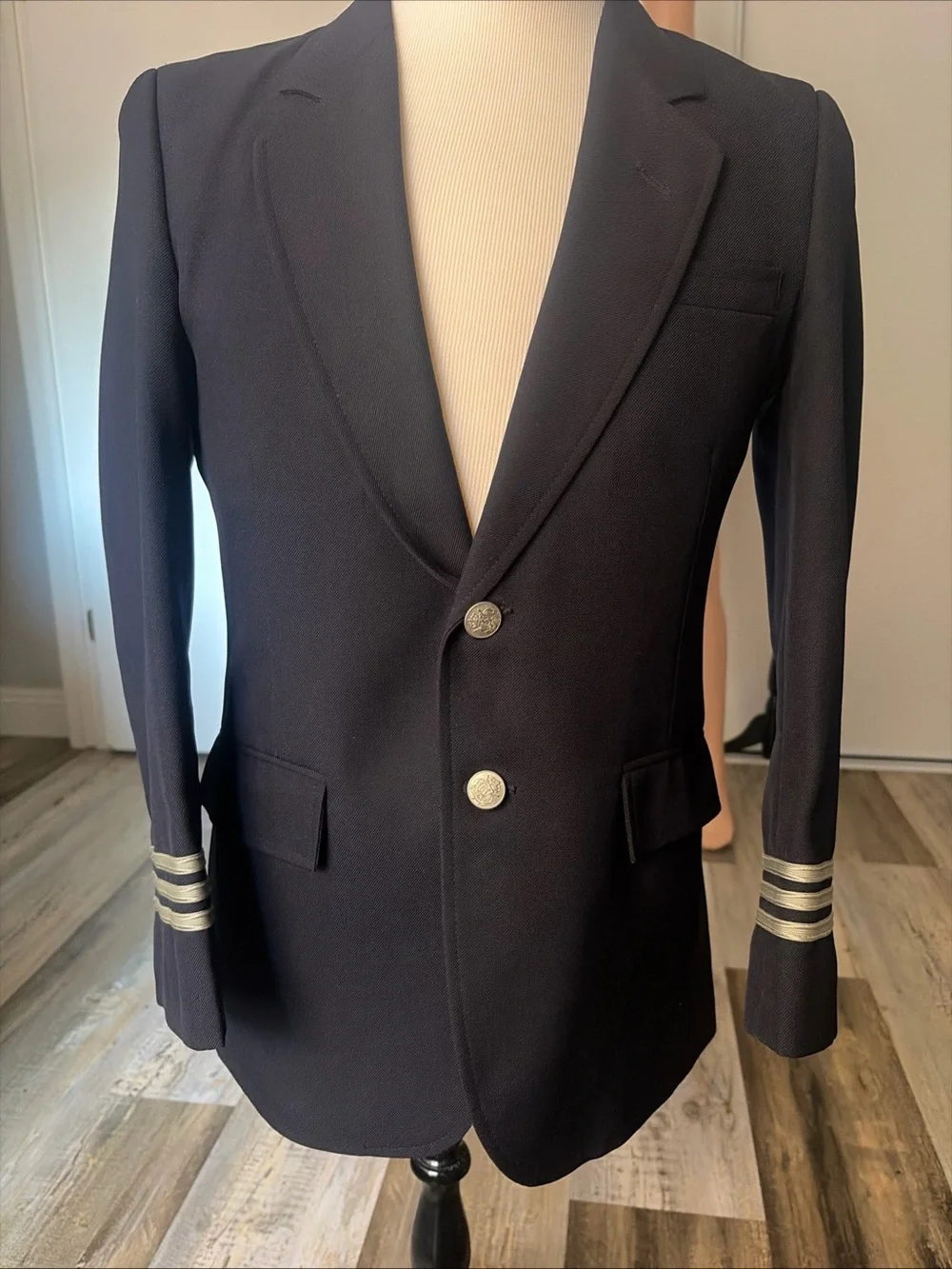Men's Navy Blazer with Silver Cuff Accents